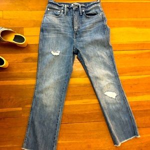 MADEWELL Demi boot cut cropped distressed jeans. Size 27